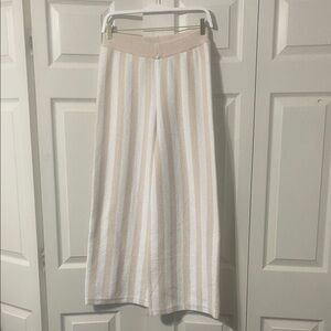 Women's Striped Wide-Leg Terry Cloth Pants.  #0048